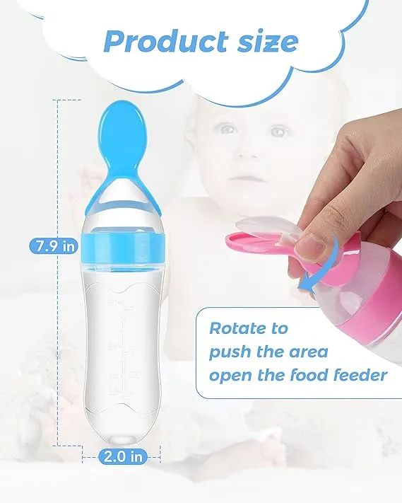 Baby Spoon Feeder - 90ml Silicone Baby Feeding Bottle With Spoon - Image 3