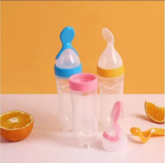 Baby Spoon Feeder - 90ml Silicone Baby Feeding Bottle With Spoon - Image 2