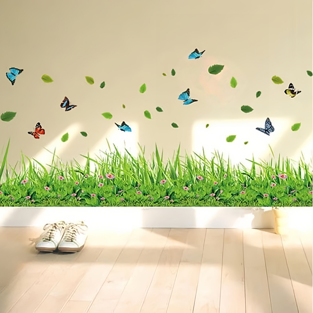 3D Green Grass Colorful Wall Stickers