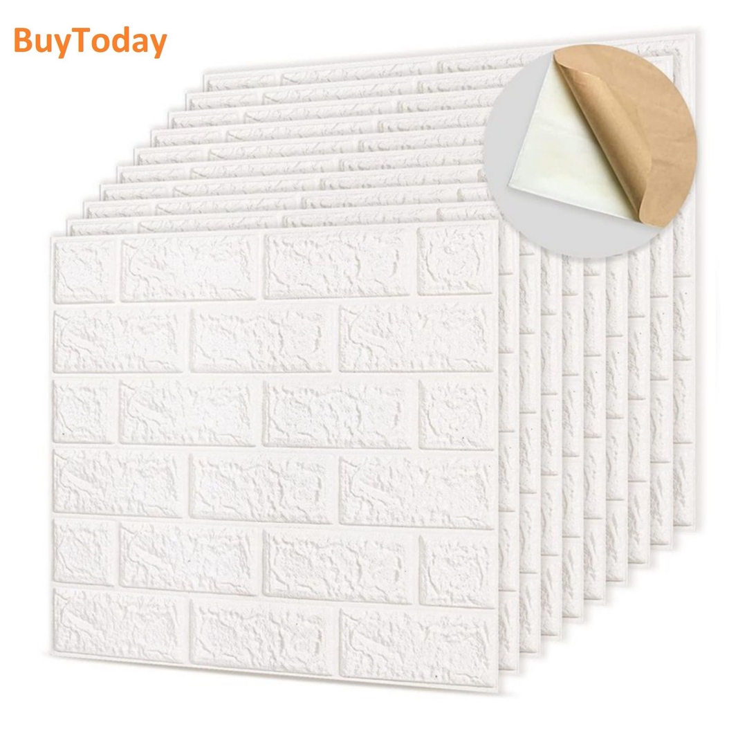 3D Brick Wall Stickers-Pure White