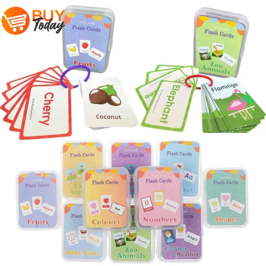 Learning Flashcards ABC Numbers Fruit Animal Body Educational Toys - Image 1